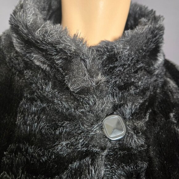 Vintage 90s Y2K Black Full Length Faux Fur Coat Size M Plush Velvety Glam Winter - Picture 6 of 13